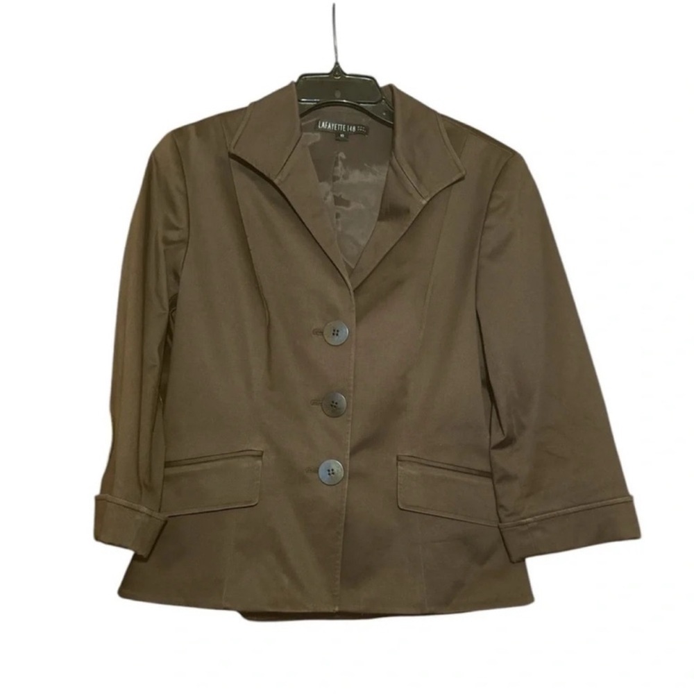 Lafayette 148 New York brown blazer jacket size 10 3 buttons